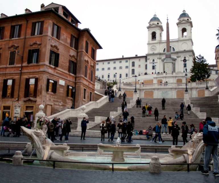 Rome Italy, the famous Piazza di Spagna, In the foreground the "Barcaccia" and in the background the stairway of Trinità dei Monti. (Photo by Vittoriano Rastelli/Getty Images)