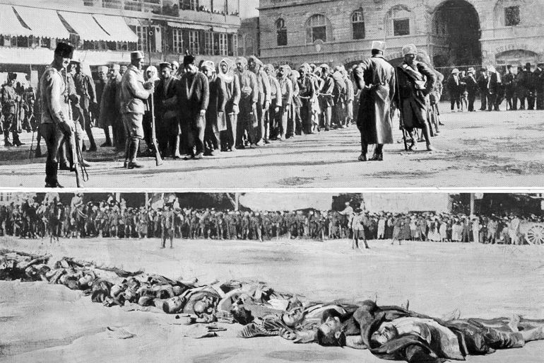 سلطان باشا الأطرش.. الزعيم الدرزي الذي واجه الاحتلال 6 History Neareast revolt of Druse in (french) Syria / Lebanon: above: Caprured Druze led to prison below: Bodies of executed Druses in a street. Damascus, autumn 1925 BIZ 46/1925 (Eingeschränkte Rechte für bestimmte redaktionelle Kunden in Deutschland. Limited rights for specific editorial clients in Germany.) History Neareast revolt of Druse in (french) Syria / Lebanon: above: Caprured Druze led to prison below: Bodies of executed Druses in a street. Damascus, autumn 1925 BIZ 46/1925 (Photo by ullstein bild/ullstein bild via Getty Images)