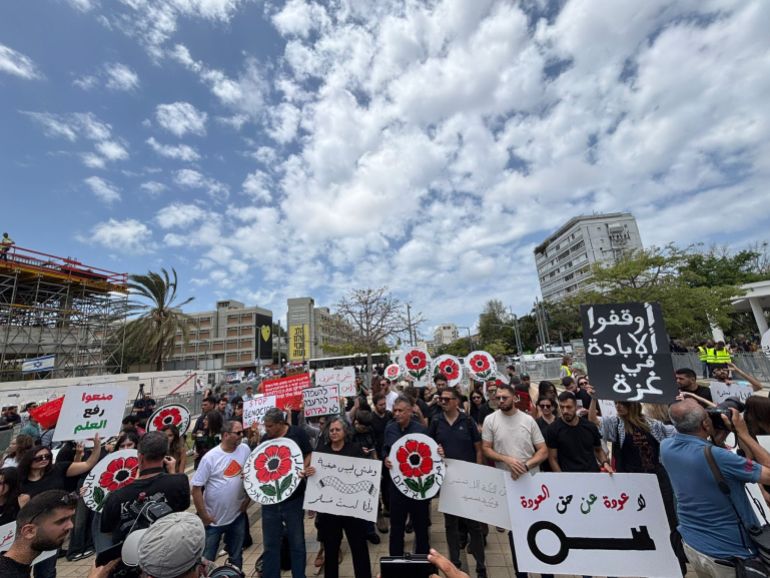 الحراك الطلابي لفلسطينيي 48 يحيي الذكرى الـ77 للنكبة، فعاليات إحياء ذكرى النكبة في جامعة تل أبيب (تصوير التجمع الطلابي عممه للاستعمال الحر لوسائل الإعلام)