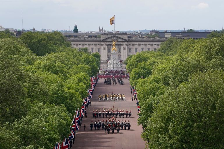 بالصور.. روسيا وأوروبا تحييان ذكرى الانتصار على النازية 1 Members of the armed forces during a military procession marking the 80th anniversary of VE Day, and in honour of those who served during the Second World War, in central London. Picture date: Monday May 5, 2025. (Photo by Gareth Fuller/PA Images via Getty Images)