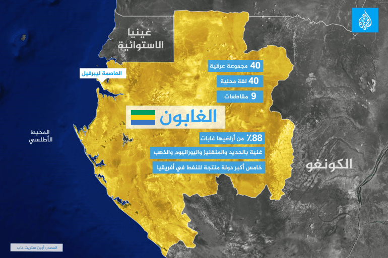 دور ليبي ومسجد "مغربي".. كيف أسلم بونغو وانتشر الإسلام بالغابون؟ 2 خارطة الغابون